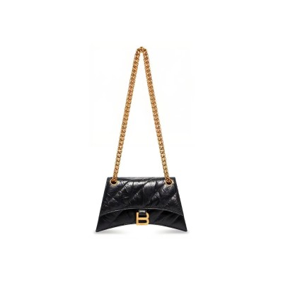 BALENCIAGA WOMEN'S CRUSH CHAIN BAG MINI IN BLACK 736016210J11000 (21.8*9.9*4.8cm)